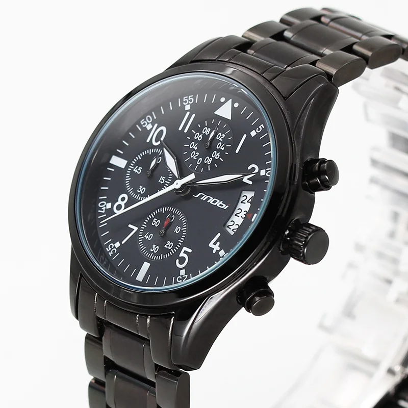 Часы наручные SINOBI Мужские с хронографом спортивные брендовые кварцевые стальной