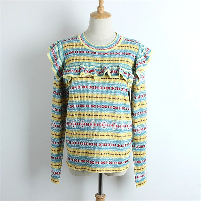 WARMSWAY Для женщин Раффлед свитера пуловеры с длинными рукавами оборками Топы