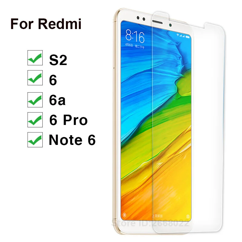 Защитное стекло для Xiaomi Redmi Note 6 Pro A 6a S2 закаленное Защита экрана на Ksiomi Red Mi S 2 2s A6 6pro