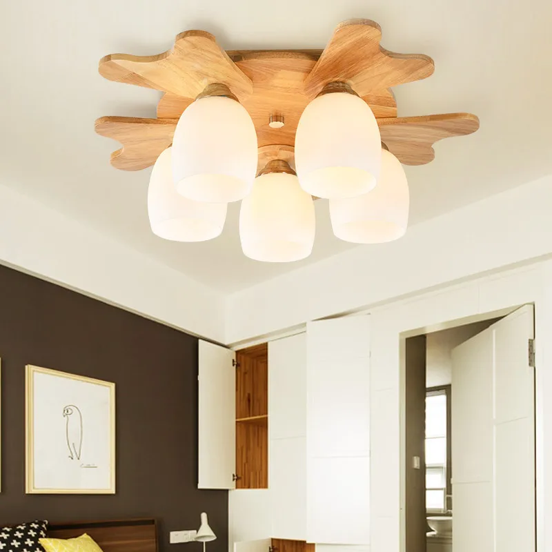 New Japanese/ Nordic Wood Glass Art Foyer Led Ceiling Lights Bedroom Living room Kitchen Dining Lamp Free Shipping | Освещение