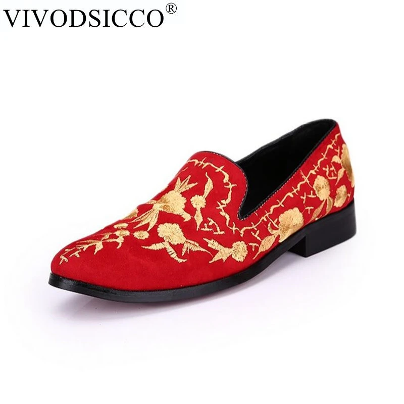 

VIVODSICCO новые мужские лоферы ручной работы с вышивкой дымящиеся тапочки повседневные Мокасины мужские кожаные свадебные туфли