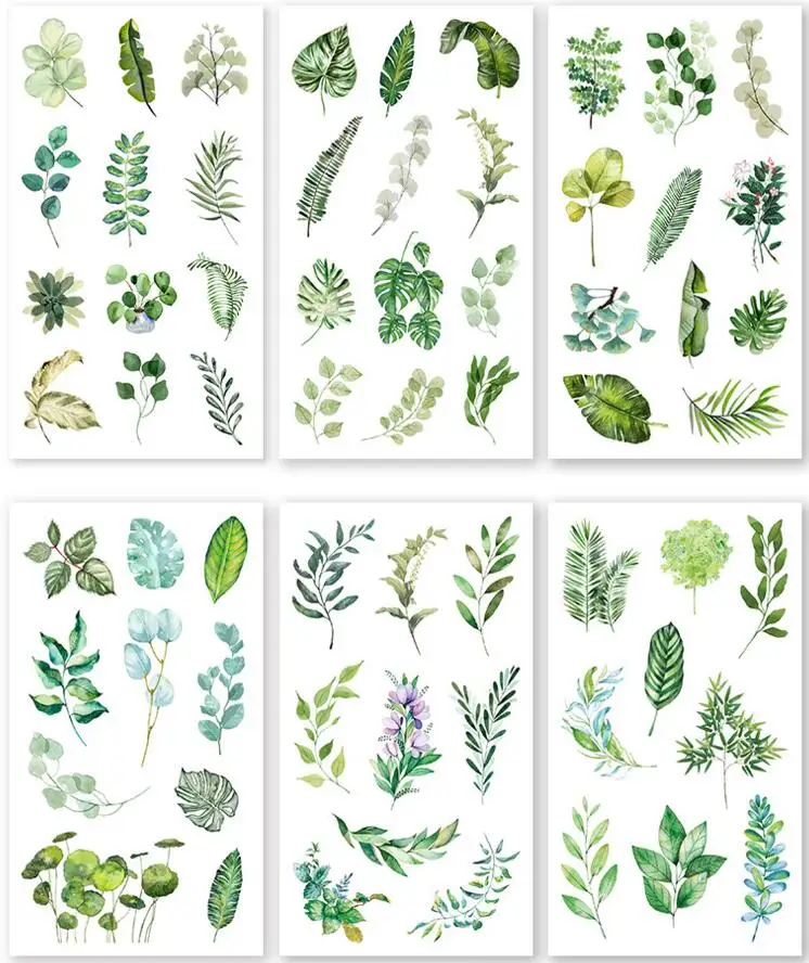 fresh leaf Стикер природы, ежедневное украшение, лист акулы, модная девушка, наклейка для скрапбукинга, поставка, дневник, наклейка s, вкусная еда, липкий старец - Цвет: fresh leaf