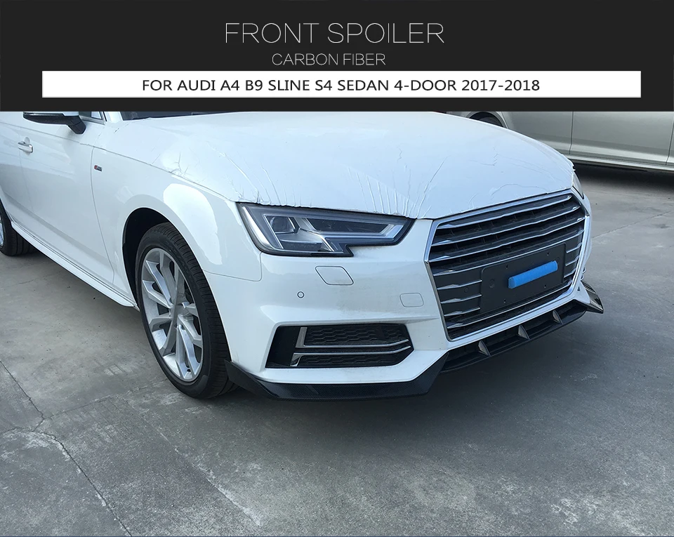 Карбоновое волокно автомобильный передний спойлер Бампер протектор для Audi A4 B9 SLINE S4 Седан 4 двери двухсторонняя антенна