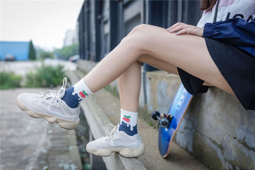 Новые женские носки без пятки ulzzang, молоко, клубника, банан, корова, соккен, для девочек, Осень-зима, рисунок с фруктами, молоко, теплые удобные хлопковые носки