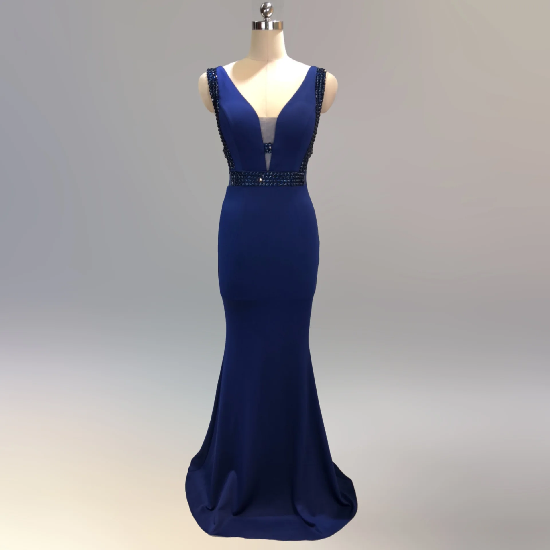 ArtSu модный 3D Хрустальный халат, украшенный бисером De Soiree синие длинные вечерние платья Русалка женское сексуальное платье с v-образным вырезом длиной до пола для выпускного вечера Vestidos