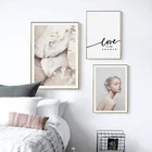 Скандинавская Картина на холсте Любовь-ответ, белый плакат и печать красивый цветок, современный декор, настенное искусство для гостиной, спальни