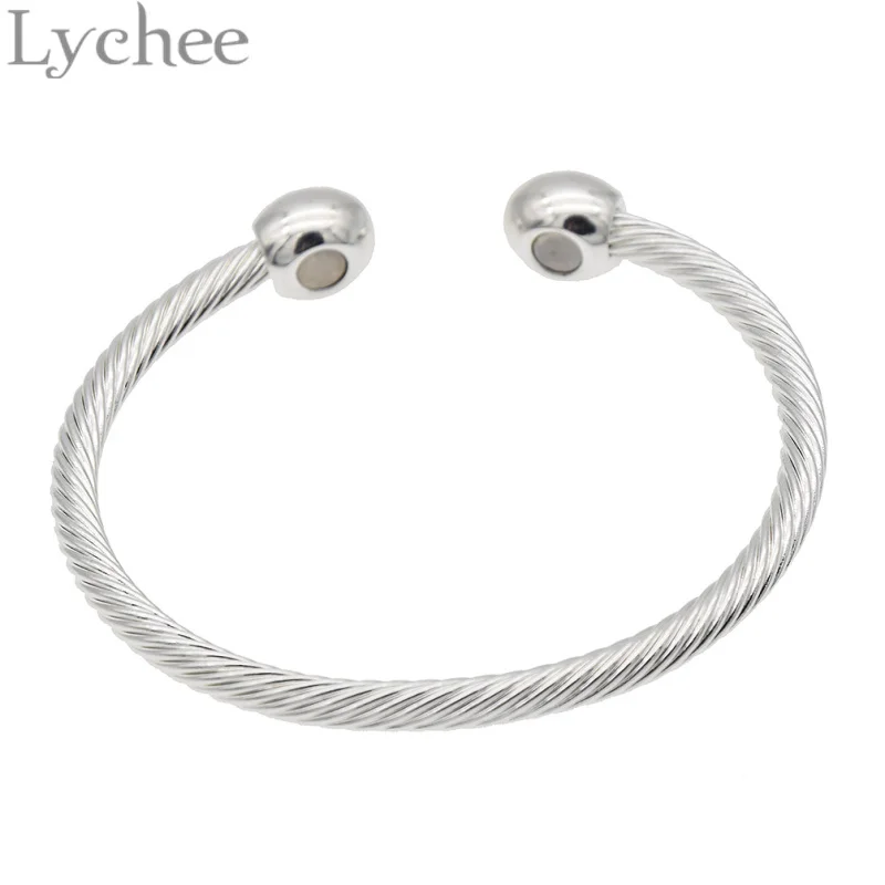 Lychee Винтажный Золотой Серебряный цвет чистый медный магнитный энергетический Браслет для здоровья целебные ювелирные изделия для мужчин и женщин