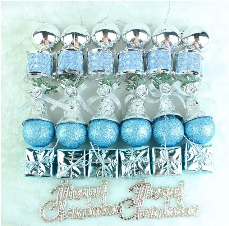 32 шт./лот Золотая синяя Снежинка Рождественская елка подвесные украшения для