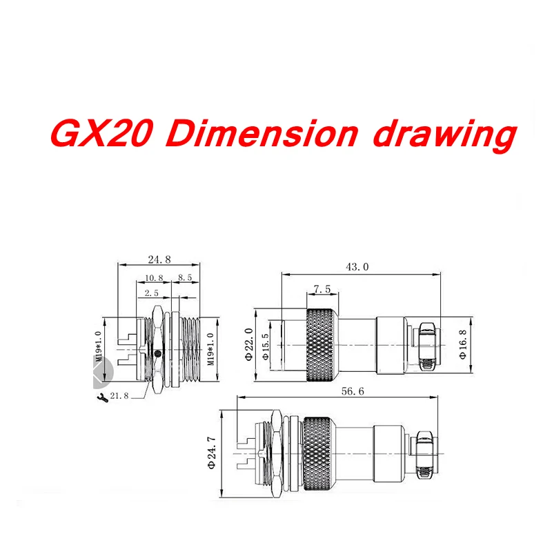 GAQUSU 1 комплект GX20 2/3/4/5/6/7/8/9/10/12/14/15 штырьковый штекер + гнездовой разъем для