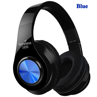Blue Наушники Bluetooth гарнитура Беспроводная FM радио TF карта HIFI наушники вызов бас с микрофоном складной длительный срок службы батареи - Цвет: Blue