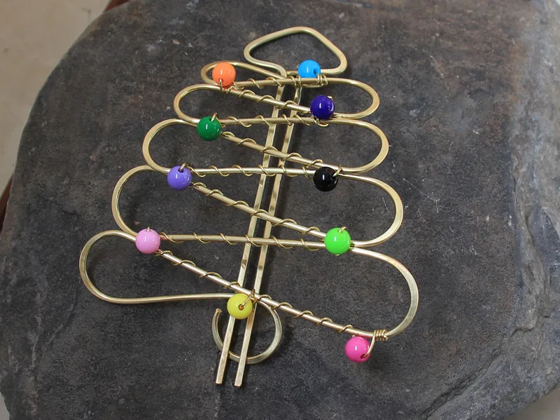 2019 Новое поступление Рождественская елка форме Латунь Pin волос с палкой Boho