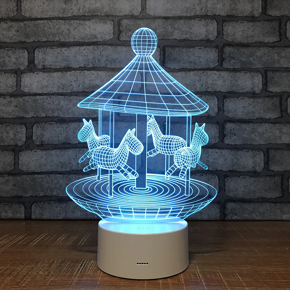 

Carrousel LED Night Light 7 Color Change Desk Light Action Figures Boys Girls Birthday Toys