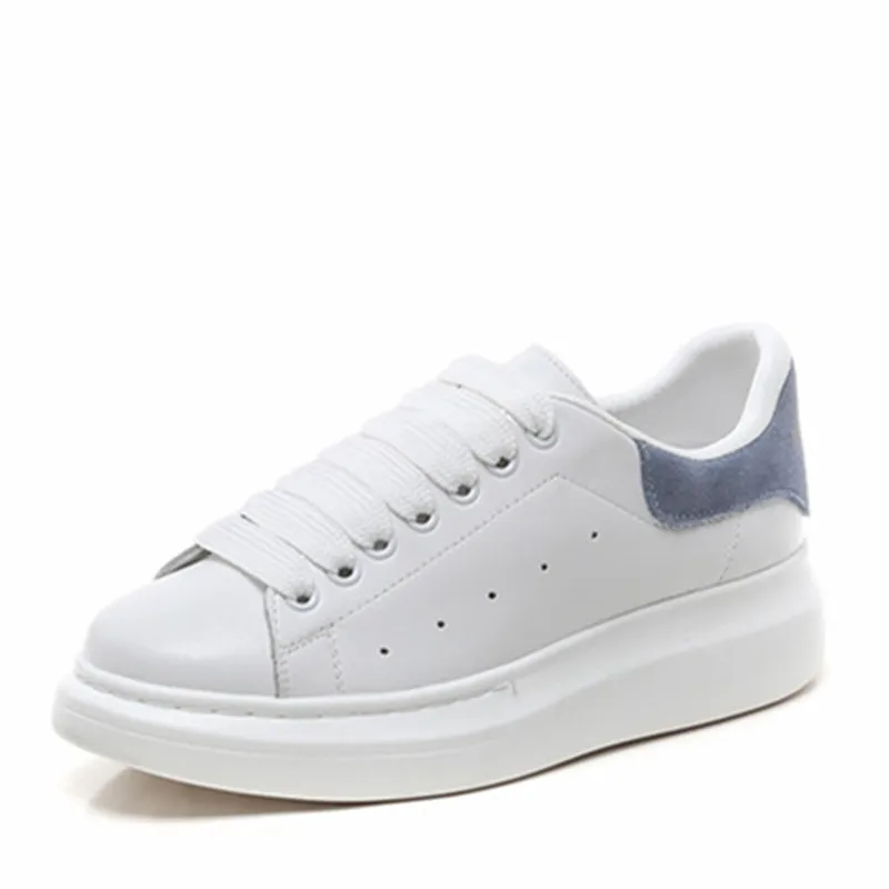 white blue ASUMER/новые женские туфли на плоской подошве, большие размеры 34-46 обувь из натуральной кожи на шнуровке женская повседневная обувь на плоской платформе женские кроссовки - Цвет: white blue