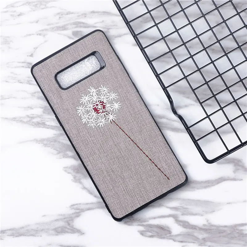 Netarlier вышивка телефон чехлы для Samsung Note8 случае Винтаж ткани Одуванчик узор Мягкая