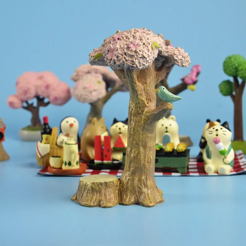 Sakura tree stump Япония каваи мультфильм Животные go picnic миниатюрный Сакура экран дерево лужайка пень Горячая весна татами Дерево отверстие Свадебная мебель игрушка - Цвет: Sakura tree stump