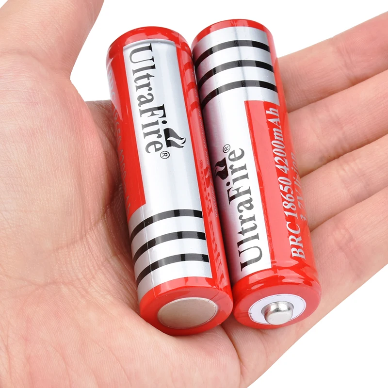 Высокая емкость 2 шт 18650 перезаряжаемая батарея 4200mAh 4200 mah 3,7 V литий-ионная аккумуляторная батарея фонарик налобный фонарь