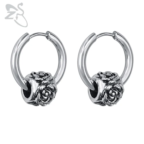 10 Flower ZS, 5 стилей, серьги-кольца в стиле панк, череп, форма совы, мужские ювелирные изделия из нержавеющей стали, 1 пара, серьги в стиле хип-хоп, рок-н-ролл, байкерские аксессуары - Окраска металла: 10 Flower