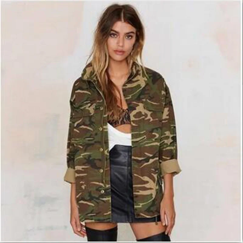 Осенне-зимнее пальто для женщин военная ветровка камуфляжная куртка