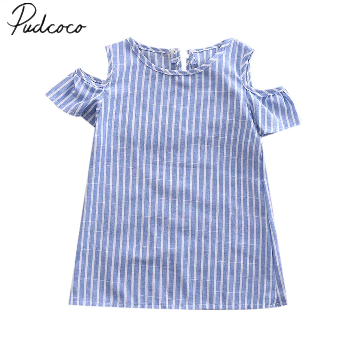 Pudcoco Мода 2017 года цветочный детский летний сарафан в полоску для маленьких