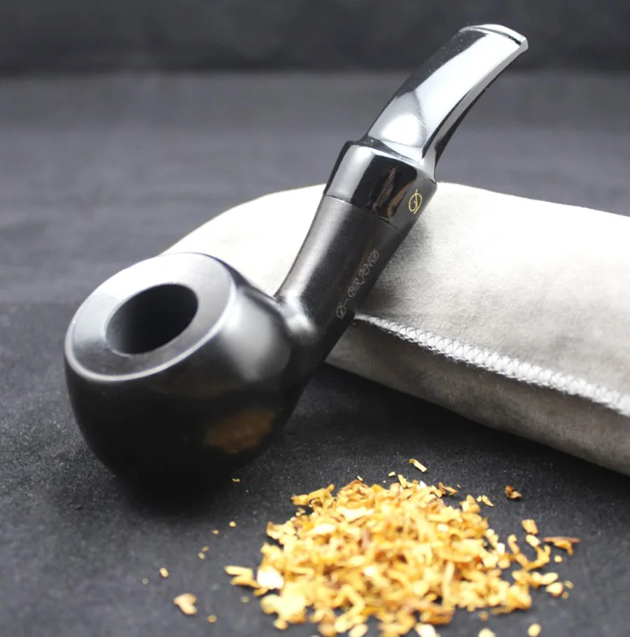 

16 Tools Handmade Ebony Wood Smoke Tobacco Smoking Pipe Set Black Round Natural Wooden Pipe 9mm Pipe Filters 410y