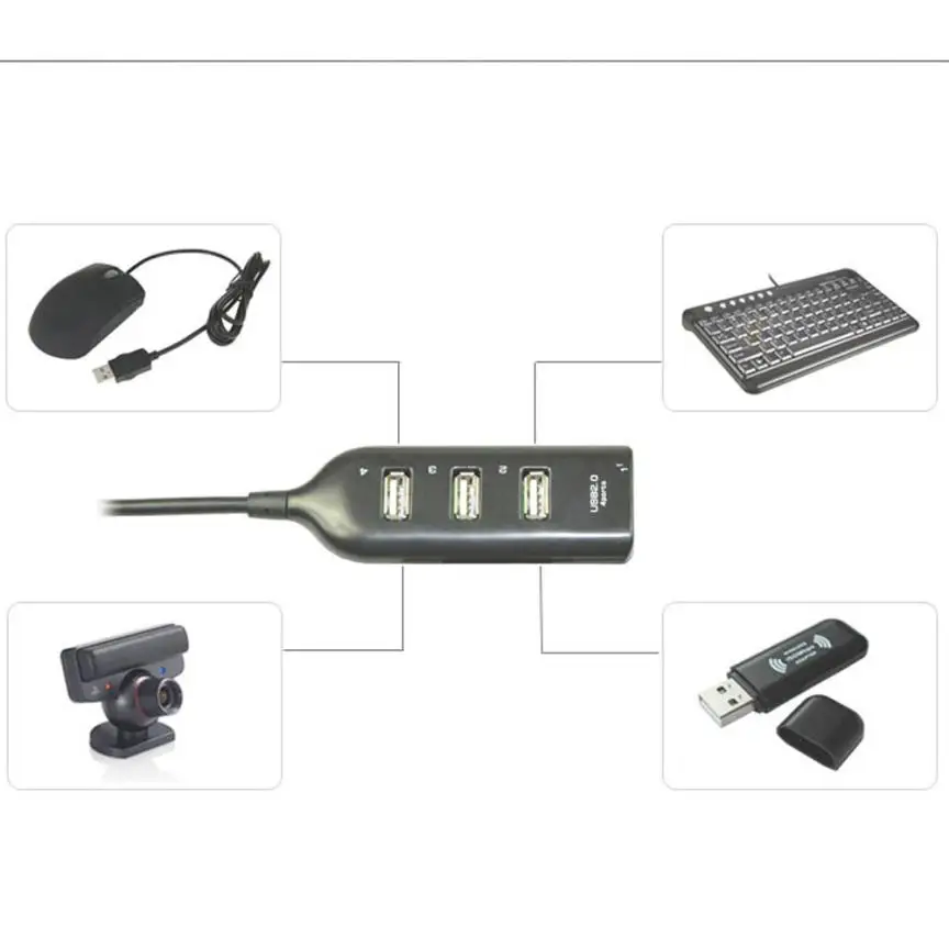 Carprie Новый высокоскоростной мультиконцентратор 4 порта USB 2 0 сплиттер
