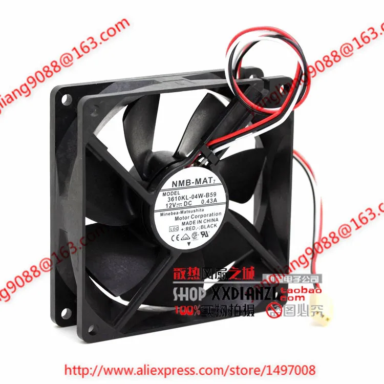 

NMB-MAT 3610KL-04W-B59 L00 DC 12V 0.43A 90x90x25mm Cooling Fan