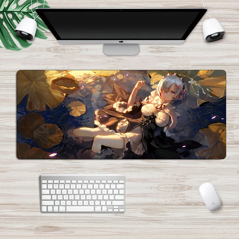 Большой коврик для мыши 70x30 см с японским аниме Rem, Сексуальный игровой коврик для мыши для девушек, геймерский коврик для клавиатуры Otaku, прочный коврик для ноутбука, компьютерного стола