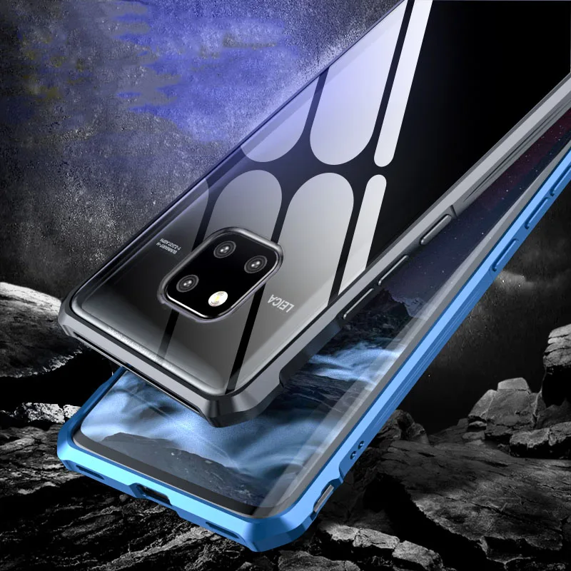 Роскошный стеклянный чехол для huawei mate 20 Pro Алюминиевый металлический бампер