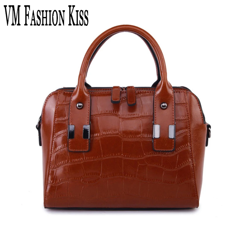 

Женская сумка через плечо VM FASHION KISS из натуральной коровьей кожи с каменным узором, 2018