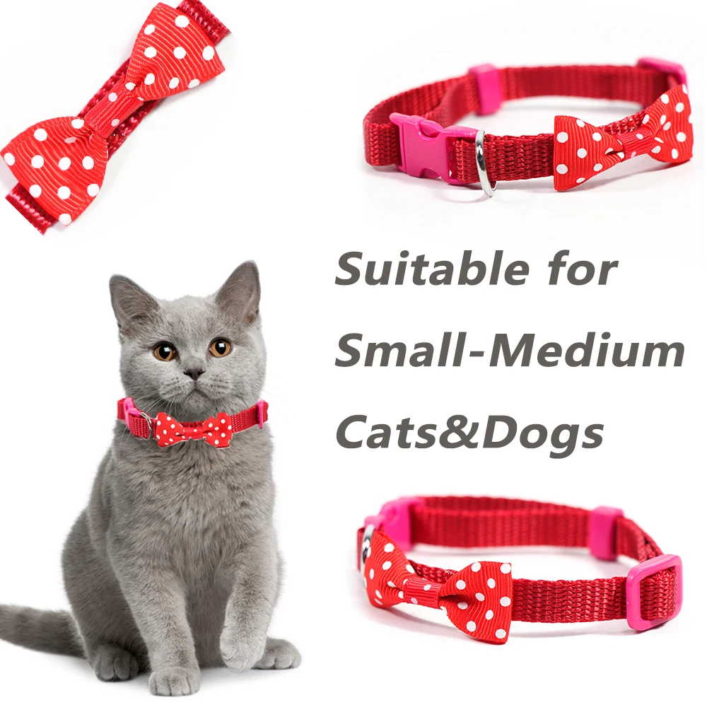 Ошейник для маленьких собак регулируемый ошейник с бантиком красный щенков