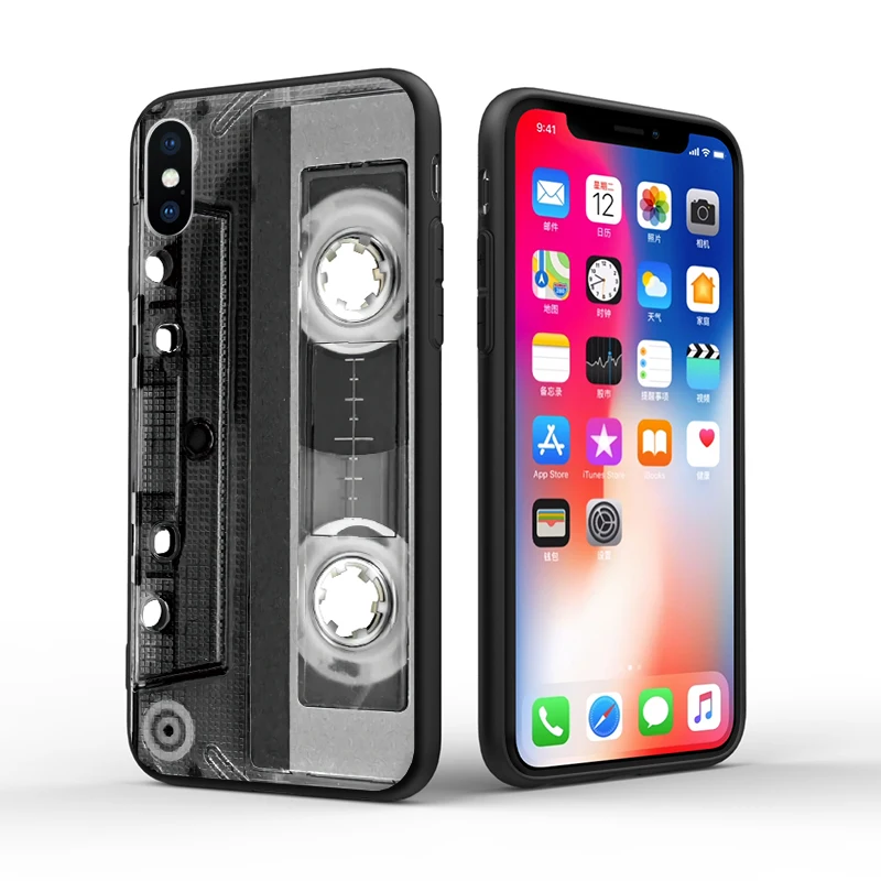 Для iPhone 5 5S SE 6 6S 7 8 Plus X XR XS Max черный Жесткий чехол для телефона Реалистичная камера объектив органайзер для косметики аудио лента жесткий чехол