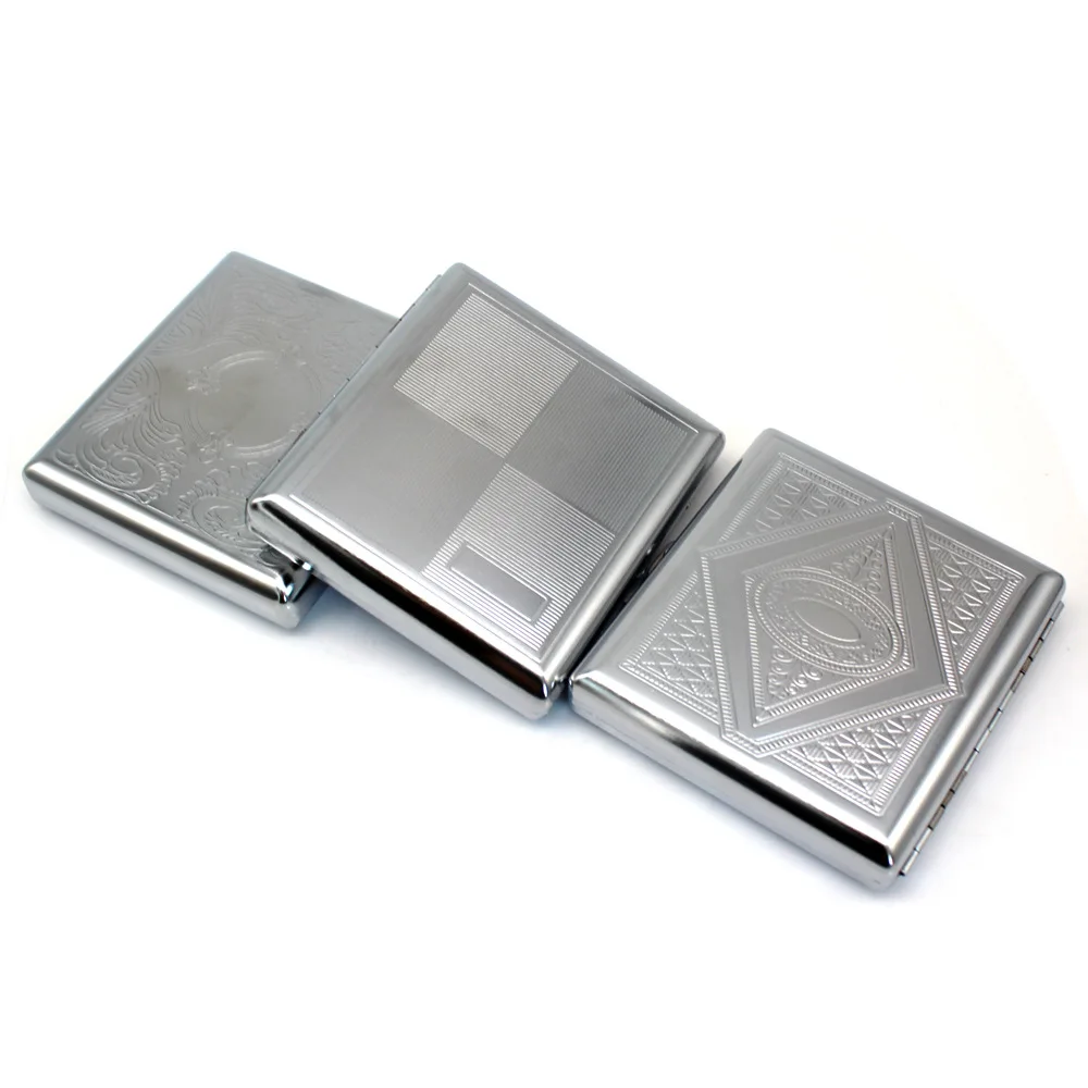 

Length:9.5 CM*Width 8.7 CM Metal Cigarette Case Storage for 20 Cigarettes Tobacco Case Box Pocket-Cigarette Case Container