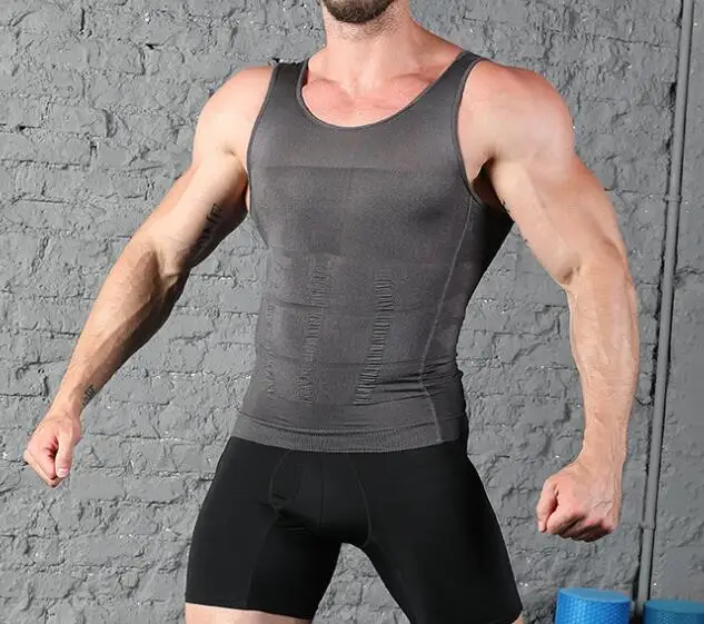 

Mens Compression Shapewear Tshirt Body Shaper Chest Binder Shirt Slimming Waist Tummy Trimmer Shapers Body Top