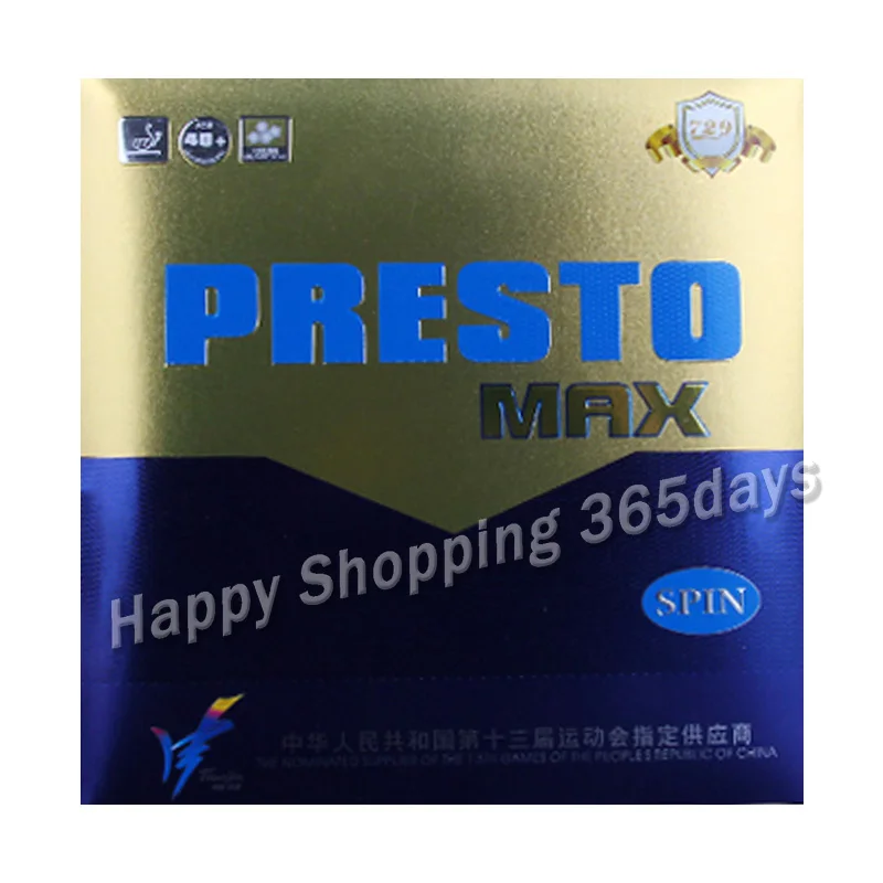 Friendship 729 PRESTO MAX( New) Spin / Speed(Non-tacky Rubber+ Macroporous Sponge) Table Tennis Rubber Ping Pong Sponge