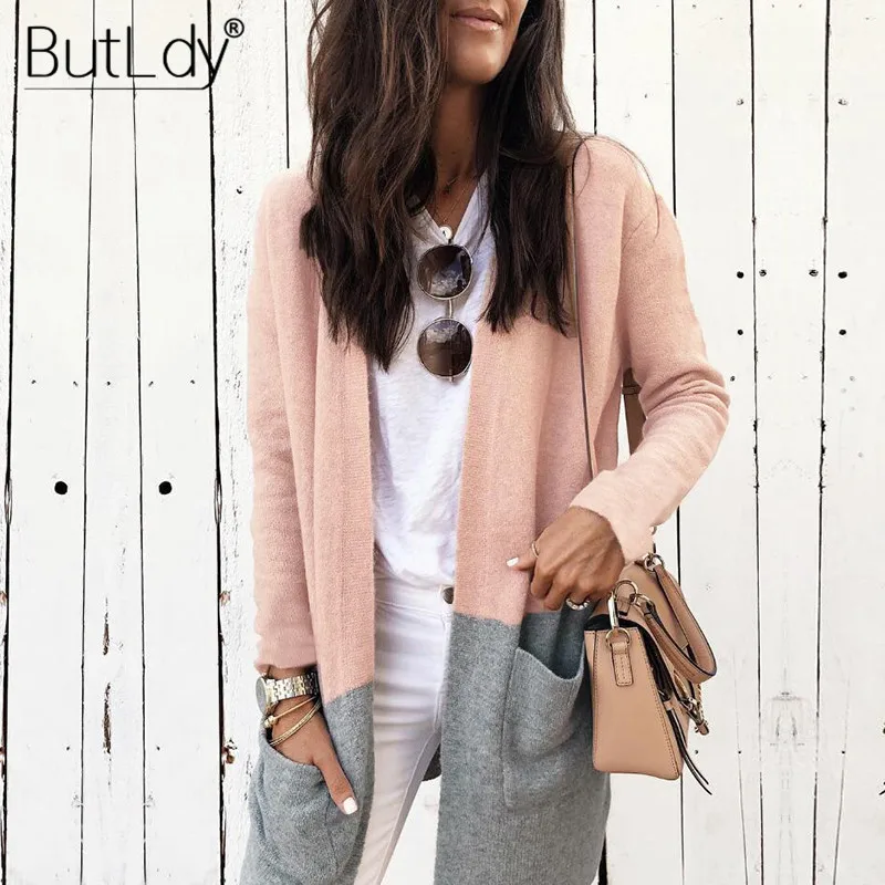 Long Cardigan Knitted Patchwork Sweater Women Winter Fashion 2018 Jumper Open Stitch Casual Sweaters Female Knitwear Coat |