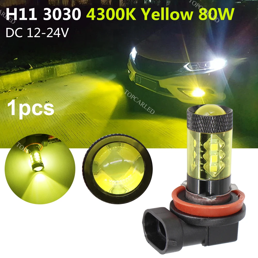 BOODLIED 2 шт. H11 светодиодные лампы Противотуманные фары 3030 SMD 16 LED 4300K 80W высокая