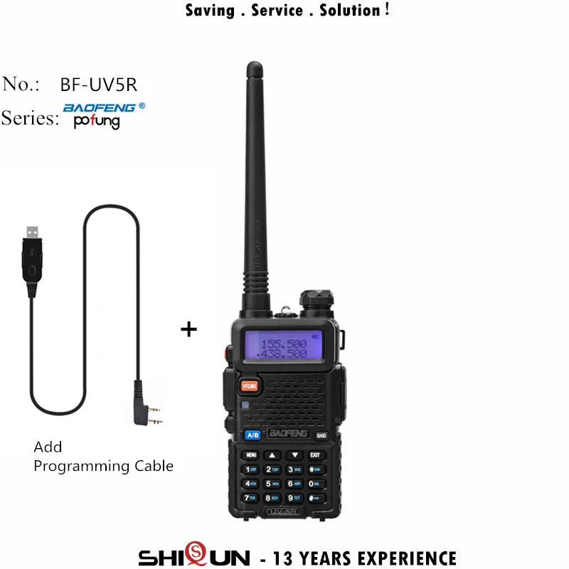 Black Plus Cable Baofeng UV-5R двухканальные рации двойной дисплей двухдиапазонный Baofeng UV5R портативный 5 Вт UHF VHF двухстороннее радио Pofung UV 5R КВ трансивер - Цвет: Black Plus Cable