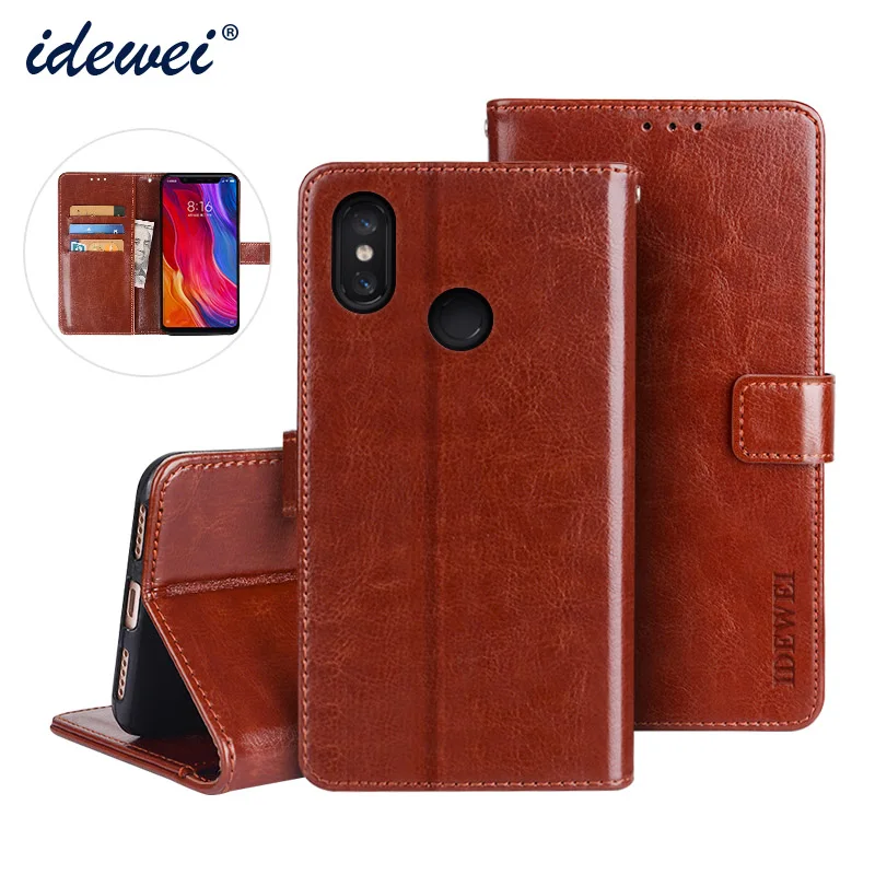 IDEWEI для Xiaomi Mi 8 чехол роскошный кожаный телефона Mi8 защитный флип кошелек