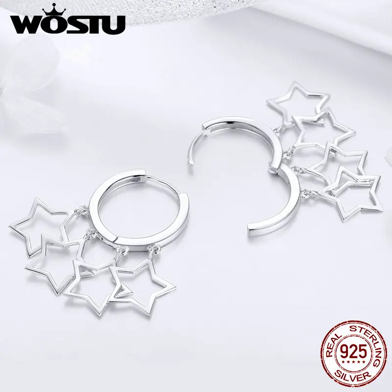 WOSTU Аутентичные 100% Стерлинговое Серебро 925 пробы Звездная игра Drop серьги для