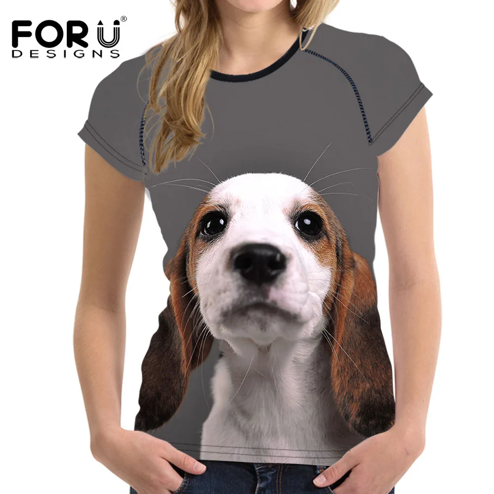 Женские футболки FORUDESIGNS с принтом Бигля женская футболка милой собакой женские