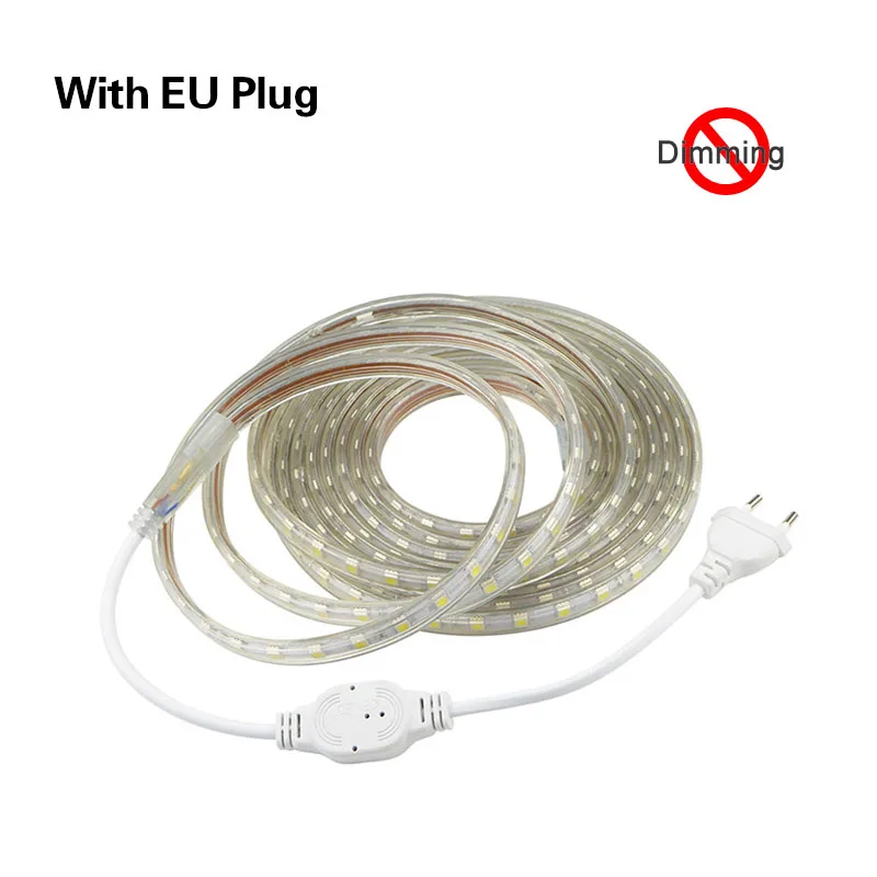 Not support dimming Dimmable SMD 5050 LED Strip Light 220V Waterproof Diode Tape LED Wire Flexible Bande Ribbon Lamp outdoor garden lighting EU Plug - Испускаемый цвет: Not support dimming