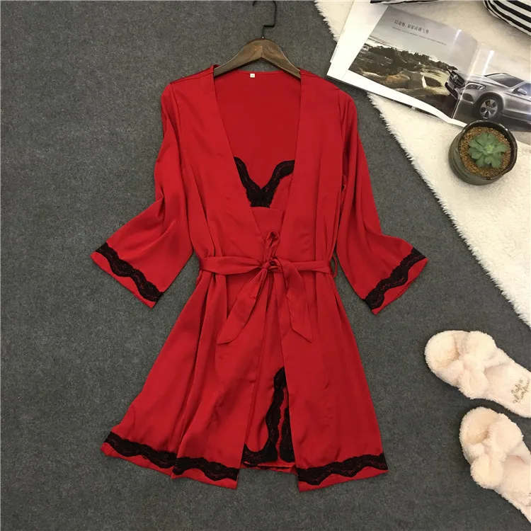 Для женщин ночные рубашки модные ночная рубашка + халат Двойка сна и отдыха