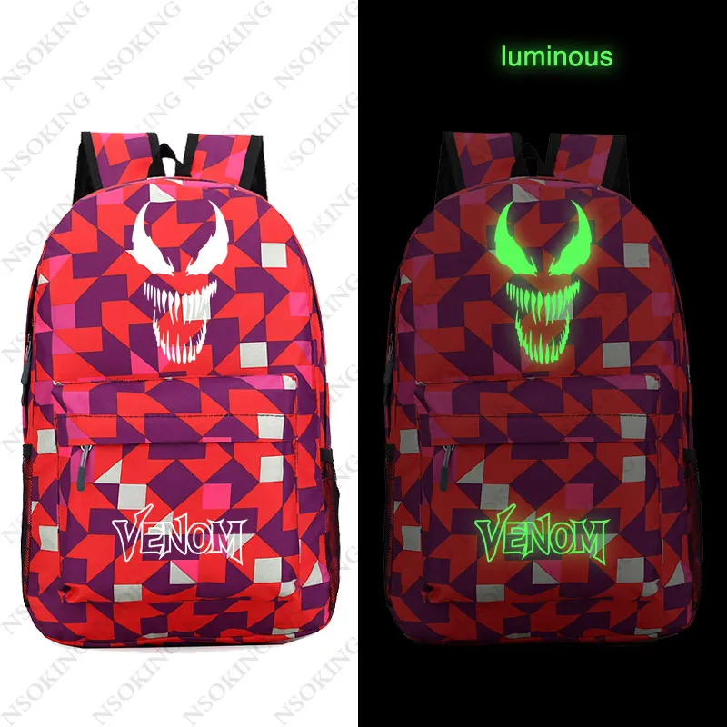 08 Новинка, нейлоновые рюкзаки venom, рюкзак для подростков, мужчин, женщин, школьные дорожные сумки, фильм, светящаяся сумка через плечо - Color: 08
