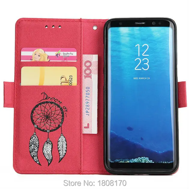 Кожаный чехол-Кошелек с цепочкой Ловец снов для Samsung Galaxy S8 Plus S5 S6 S7 edge NOTE5 2017 A7 J3 J5 J7