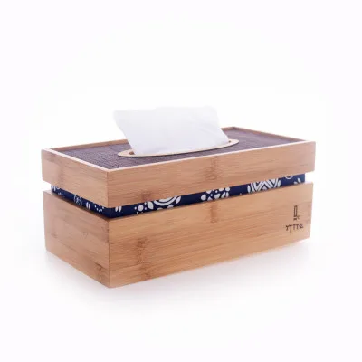 Современная бамбуковая коробка для салфеток короткая Дымчатая кофейная тумба