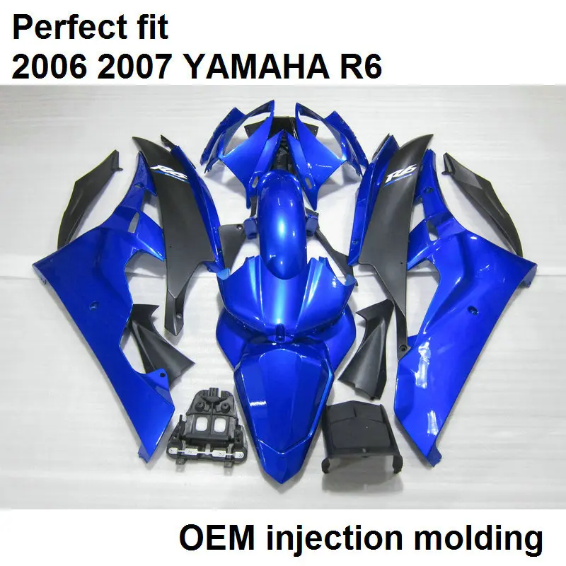 100% подходят для литья под давлением Обтекатели Yamaha YZF R6 2006 2007 темно-синий черный