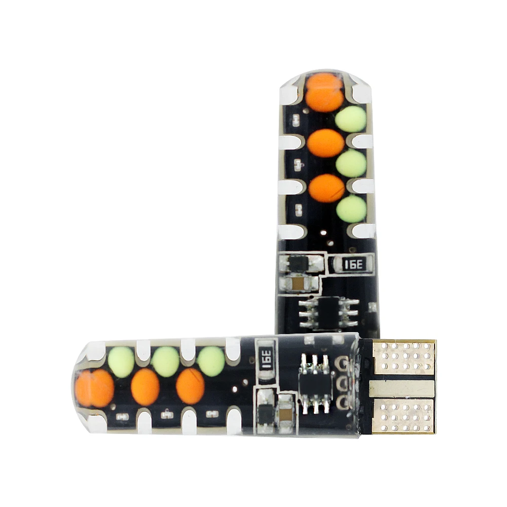 Мигающий светодиодный T10 RGB автомобильный габаритный фонарь 12V W5W 194 168 RGBW COB Авто