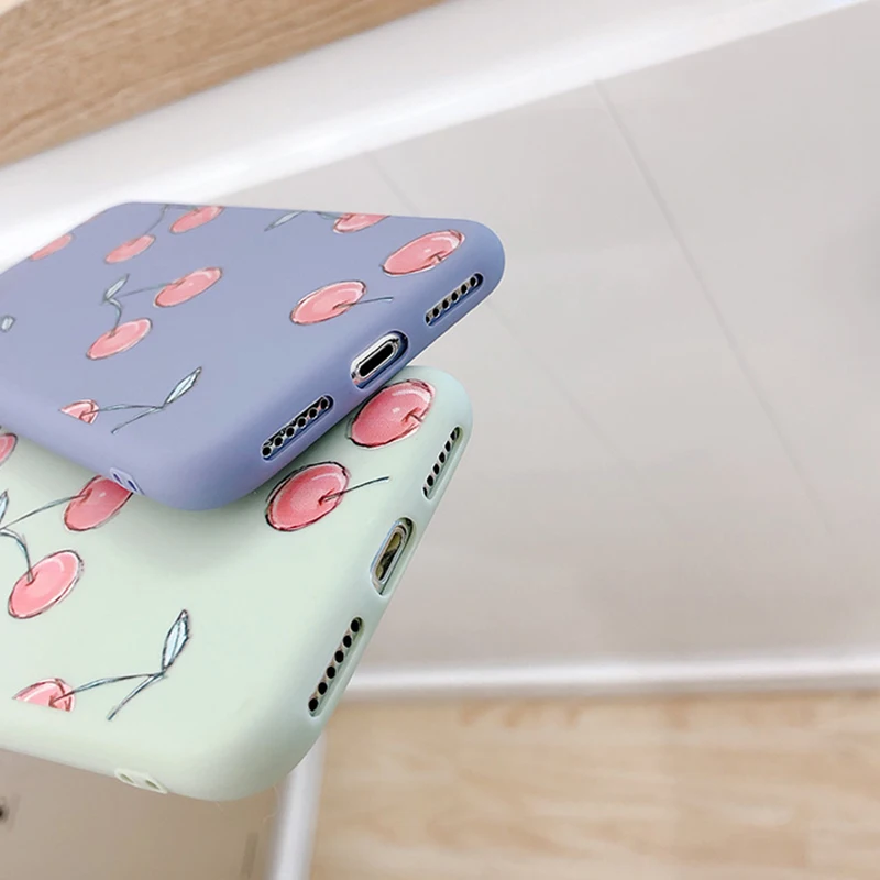GlamPhoneCase Cute Cartoon Cherry Phone Case for iPhone XS Max XR X 7/8 /6/6S Plus Soft Tpu Back Cover |