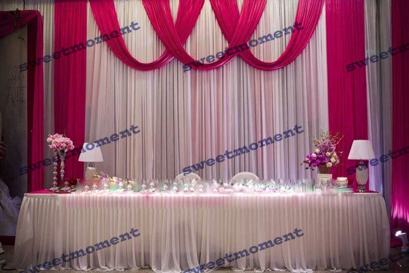 3x6 м отвесная Свадебная занавеска с драпировкой фуксия свадебный фон шифоновым