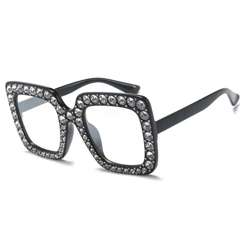 c7 black clear HBK Роскошный итальянский бренд негабаритных солнцезащитных очков Квадратные Солнцезащитные очки для женщин Ретро Алмаз большая затененная оправа женские розовые oculos - Цвет линз: c7 black clear